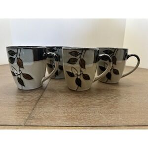 Set of 4 Pfaltzgraff Rustic‎ Leaves Coffee Mugs Stoneware